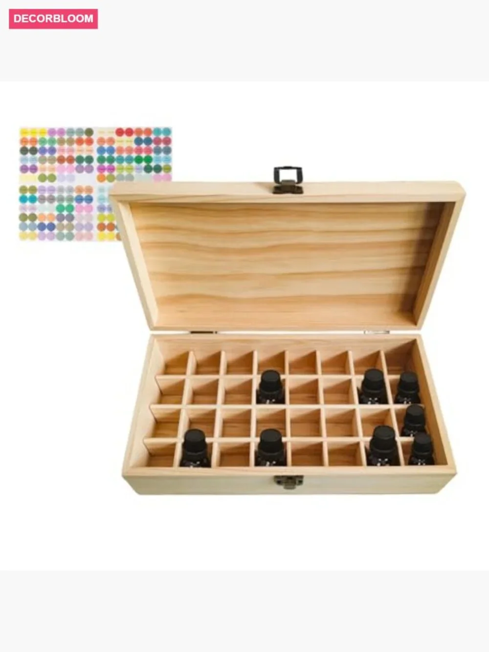 Wooden Essential Oil Travel Case for 32 Bottles, Lockable Storage Organizer